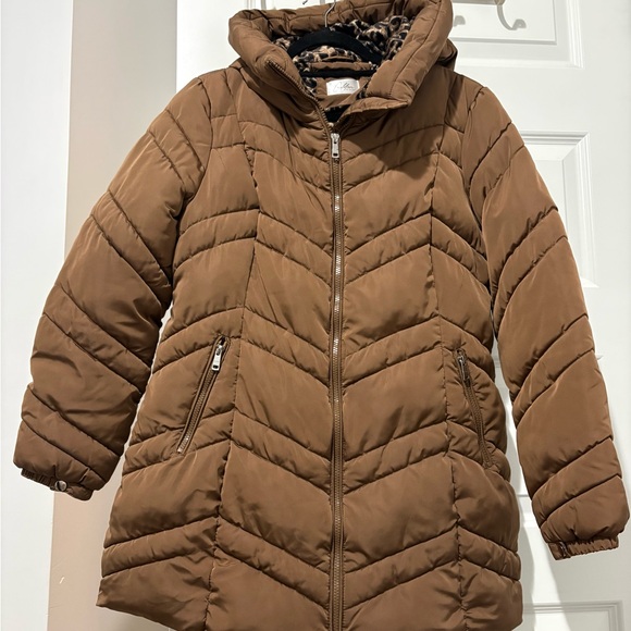 Elle Jackets & Blazers - Elle Brown Puffer Jacket with Hood Size XL